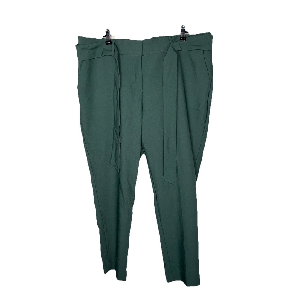 Loft Pants Womens Size 16 Green Marisa High Rise Tie Waist Stretch
